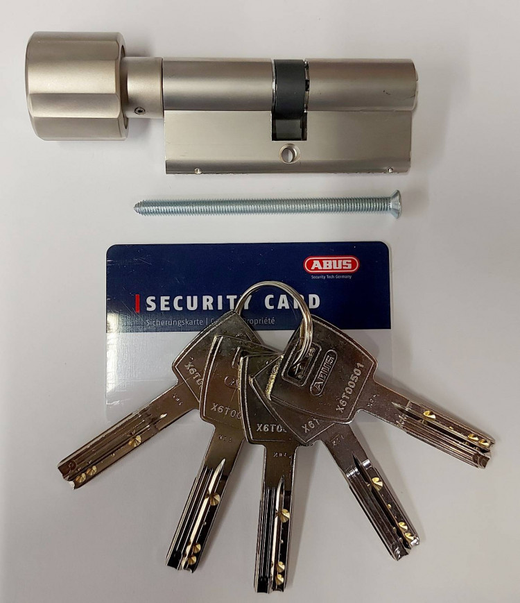 Механизм цилиндровый Abus X6 (Абус) 100 мм (30*70) никель, кл/вертушка